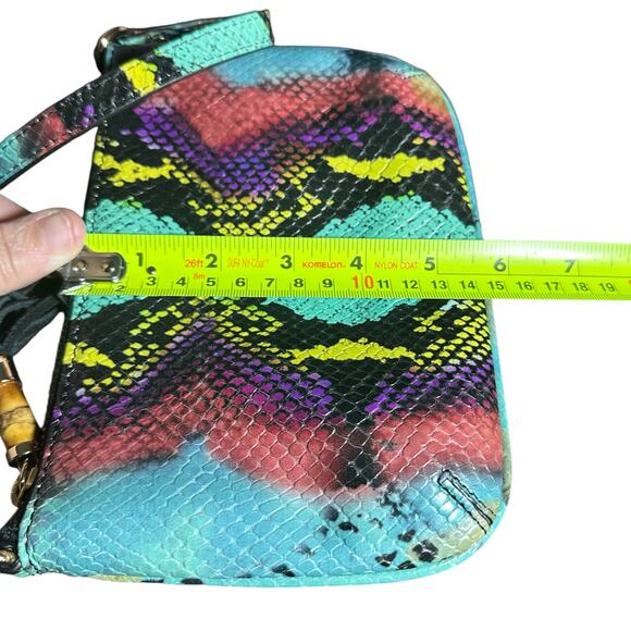 Elaine turner Leather crossbody bag turquoise python pink purple yellow - Picture 9 of 9